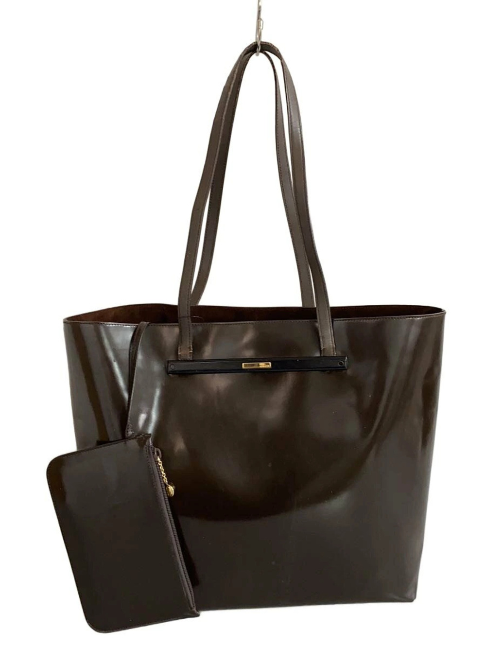 Gucci Tote Bag Plate Pouch Clutch Brown